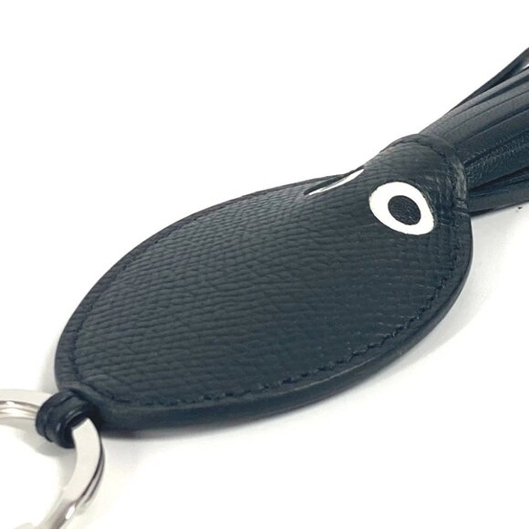 HERMES Poulpe Charm Bag Charm Key Ring Key Holder Leather Black Unused - Picture 12 of 13